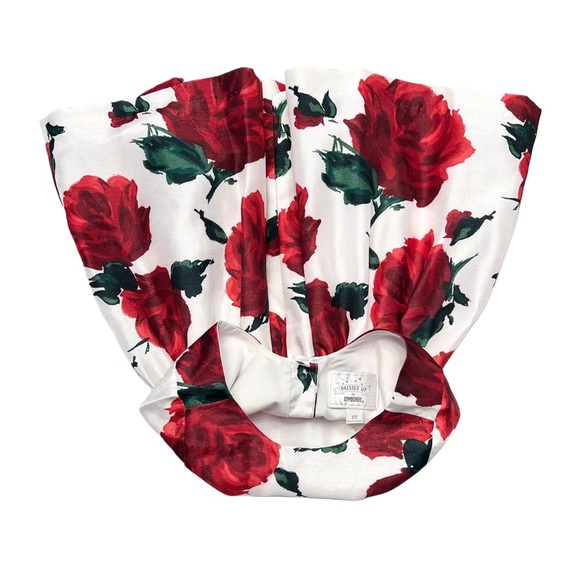 Gymboree Red Rose Floral Kids Formal Dress with Bow Accents | Girls 2T - Picture 4 of 5